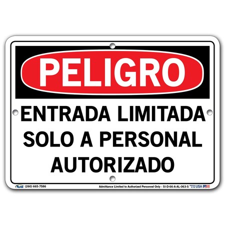 Vestil Aluminum Sign, 7-1/2" Height, 10-1/2" Width, Aluminum, Rectangle, Spanish SI-D-66-A-AL-063-S